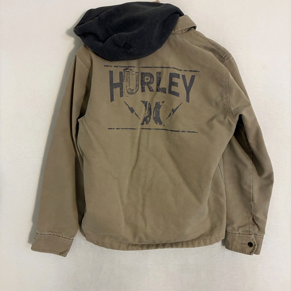 Hurley Canvas Jacket Mens M Quilted Lined Full Zip Hooded‎ Surf Skate Gorpcore